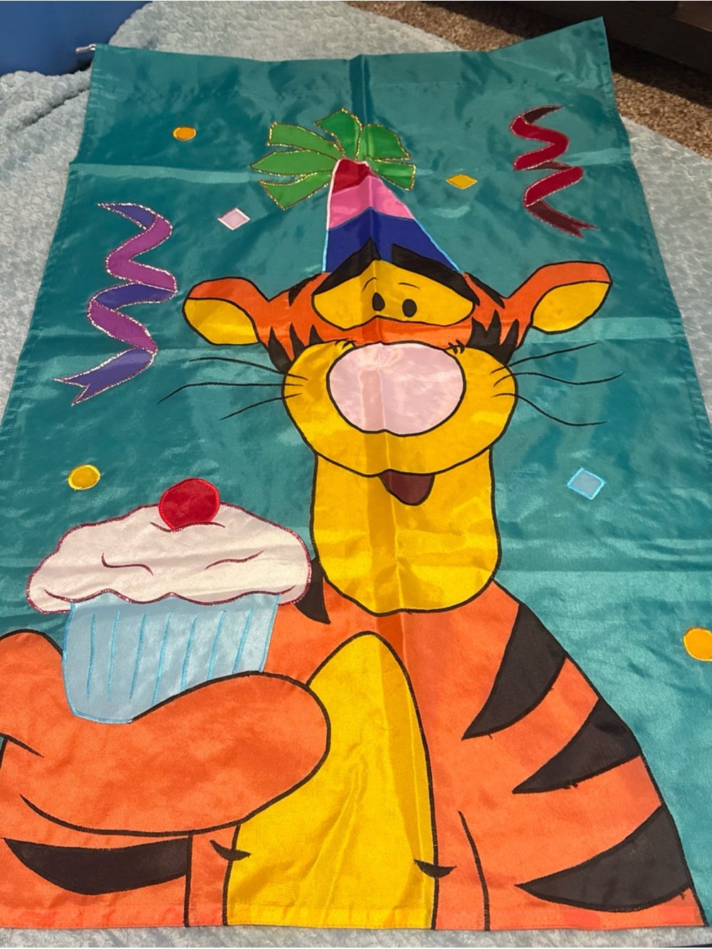 Vintage Disney Party Tigger Pooh Outdoor Hang Decor Birthday Flag Banner 44x 28